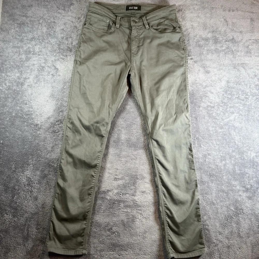 DU/ER No Sweat Pants Mens 32x32 N2X Relaxed Taper Green Performance Denim
